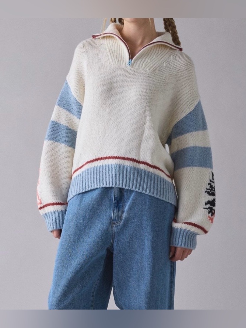 UO Lizzie Alaska Husky Quarter Zip Pullover Sweater - Picture 9 of 13